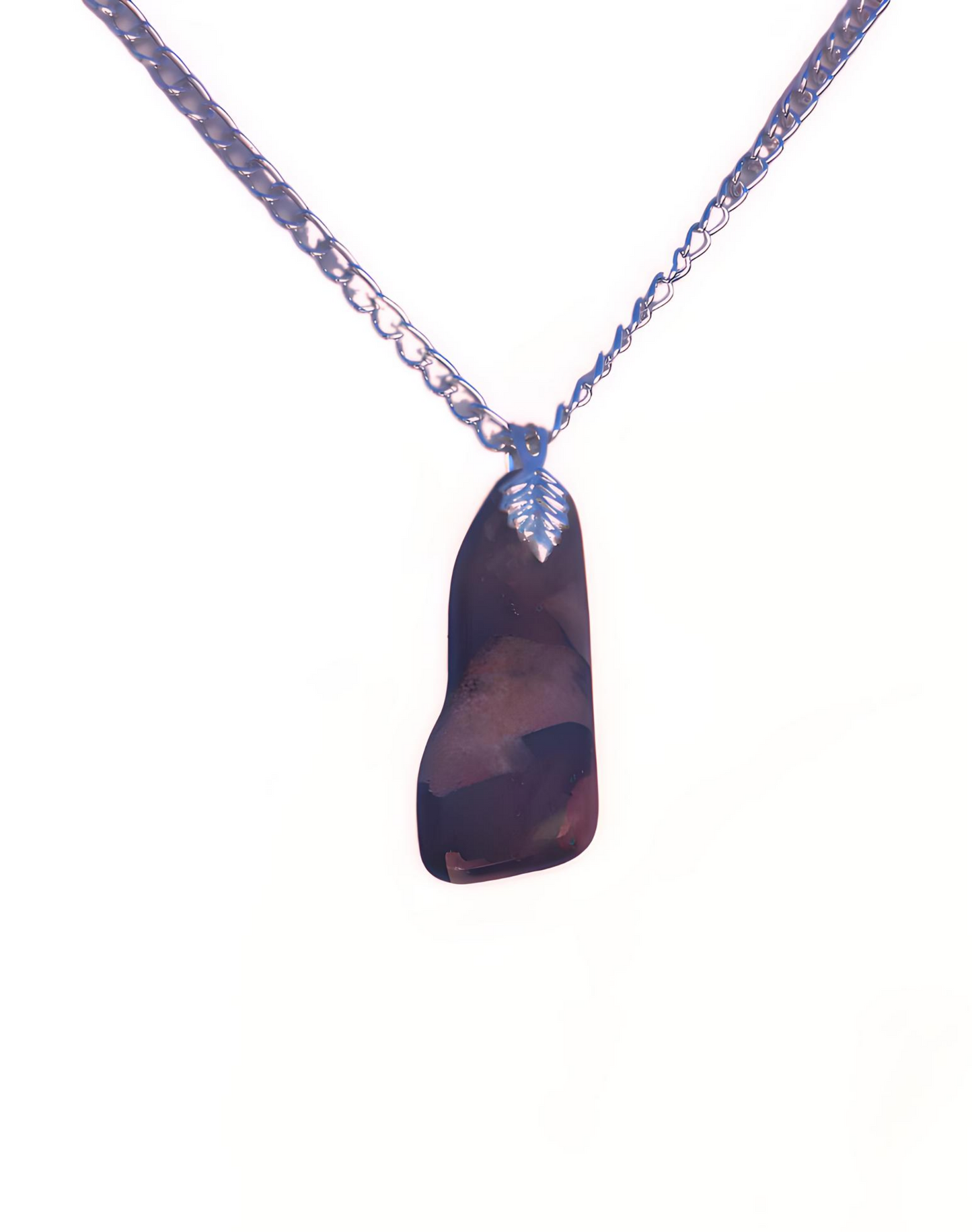 ADJ0001 Apache Dendritic Jasper Pendant, Silver Chain