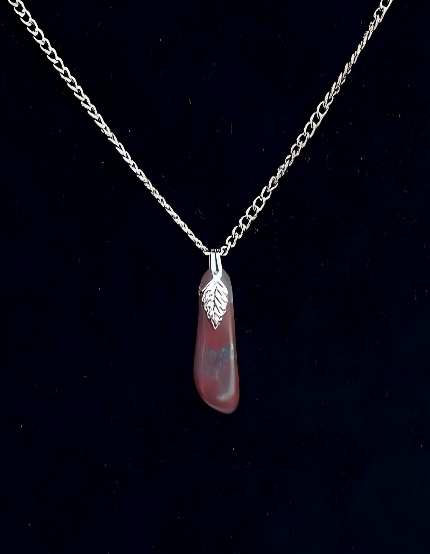 BI0001 Banded Iron Pendant, Oxidized Silver Chain