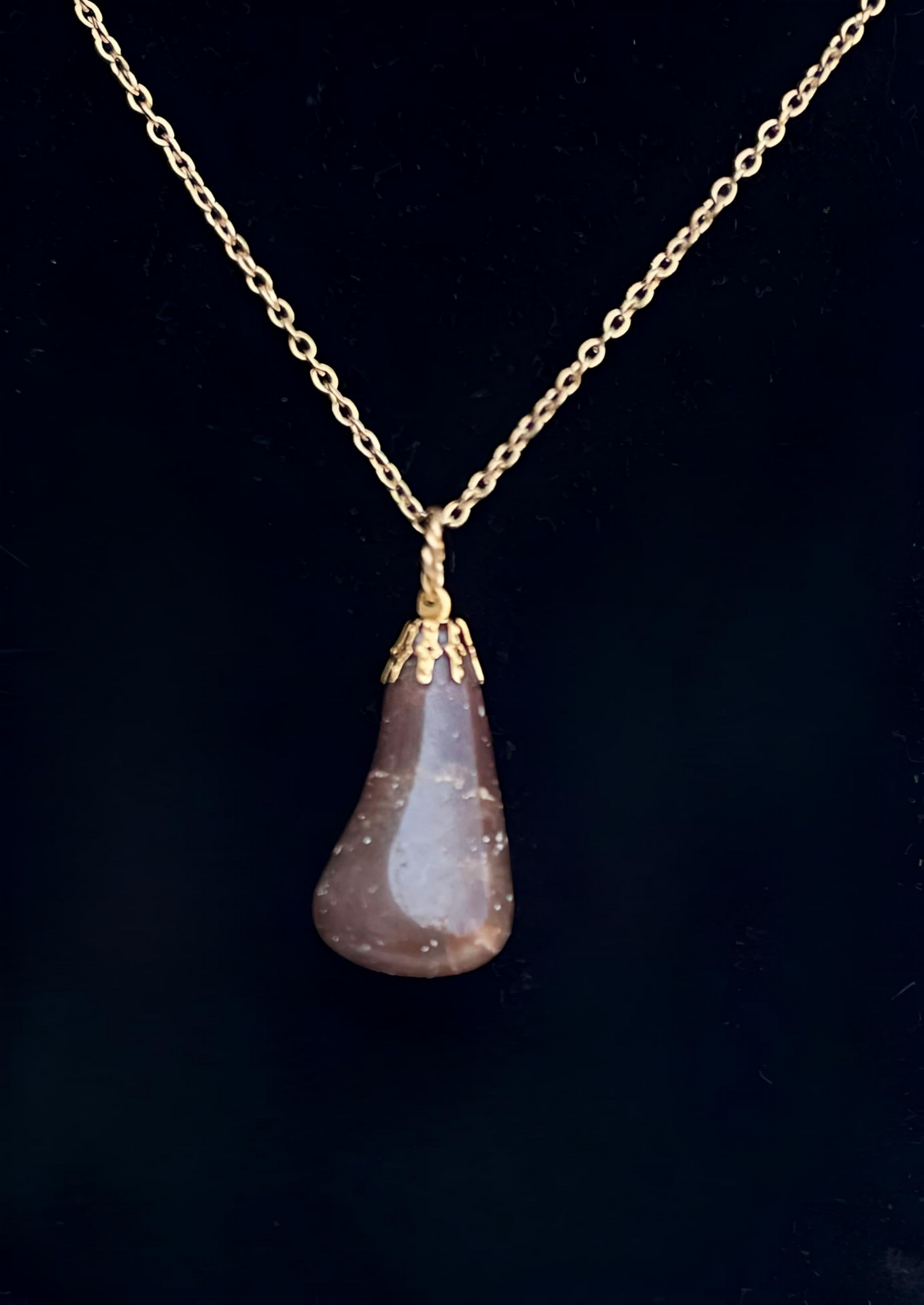 BJ0004 Brecciated Jasper Pendant, Gold Chain