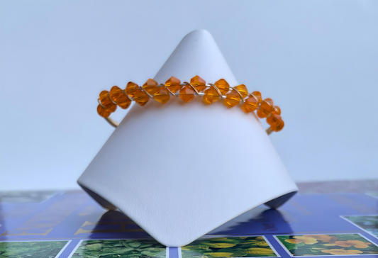 BRACE0004 Orange Faceted Czech Glass Bead Cuff