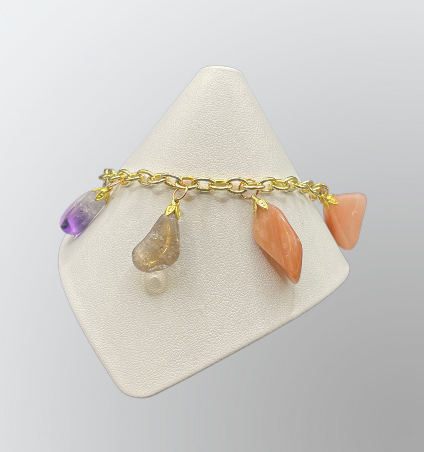 BRACE0012 Multi-colored Stone Dangles Bracelet