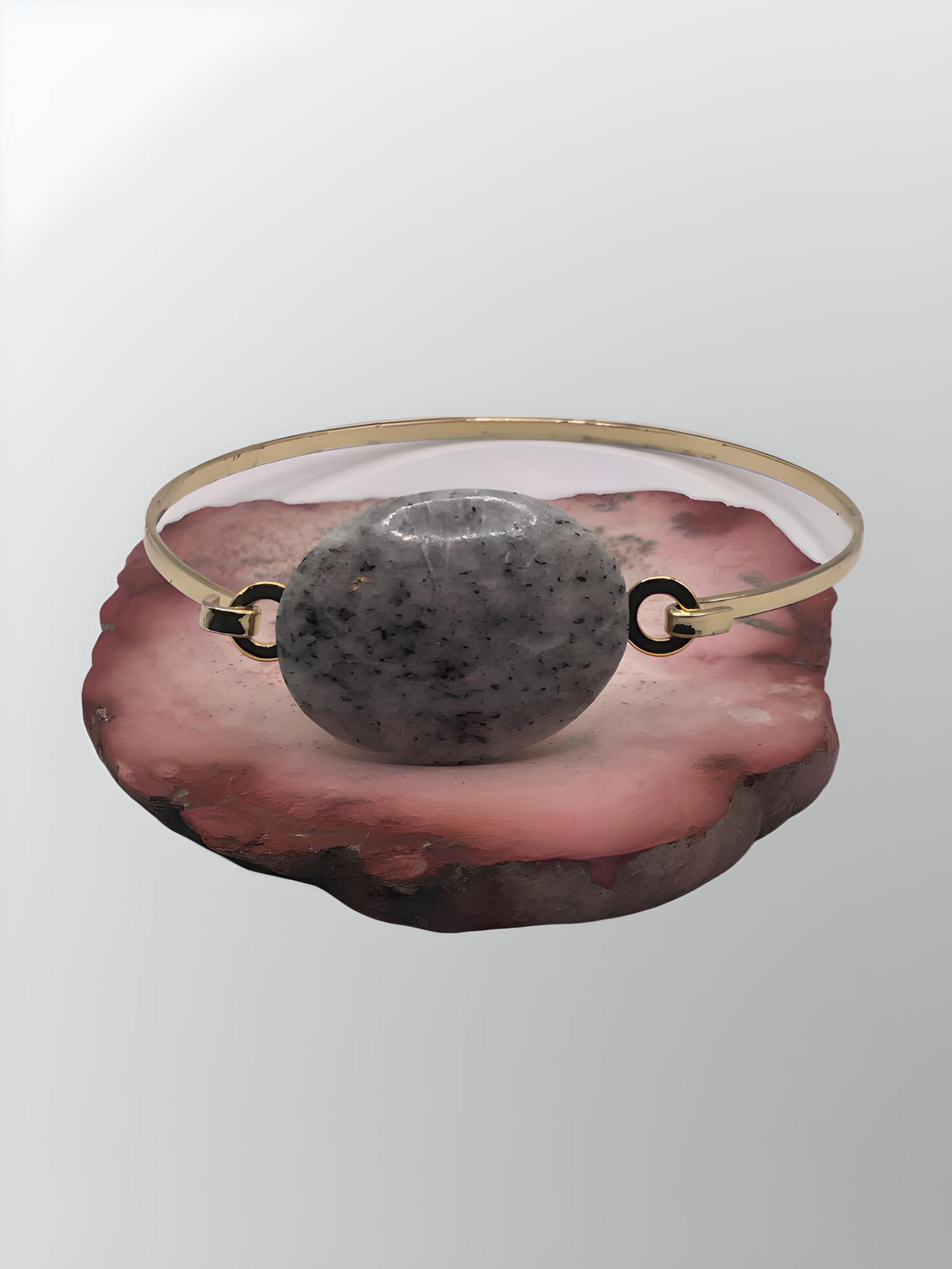 BRACE0013 Granite Stone Set On Gold Colored Bangle