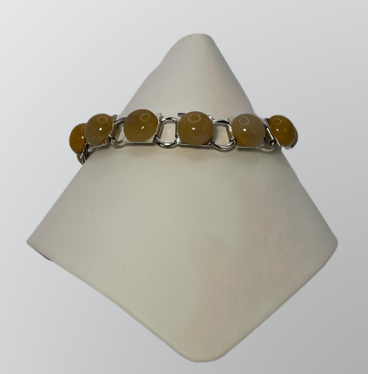 BRACE0017 Silver-colored Bracelet Set With 10 Agate Stones