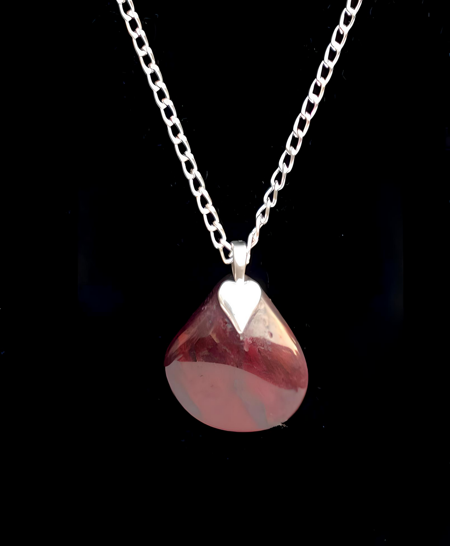 BREJ0001 Brecciated Jasper Pendant, Silver Chain