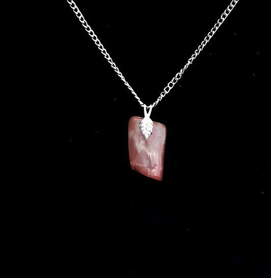 CL0006 Crazy Lace Agate Pendant, Silver Chain