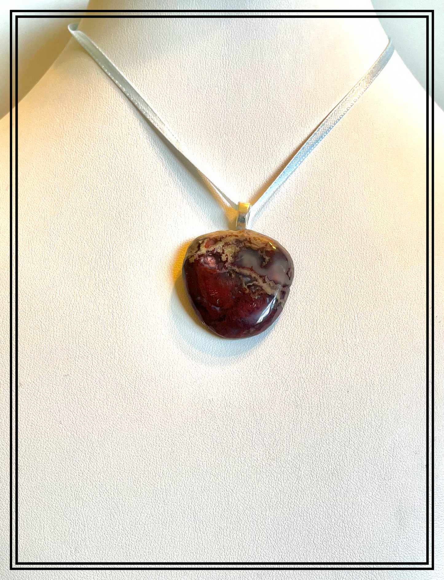 RPA0001 Texas Red Plume Agate Pendant (Silver Bail)