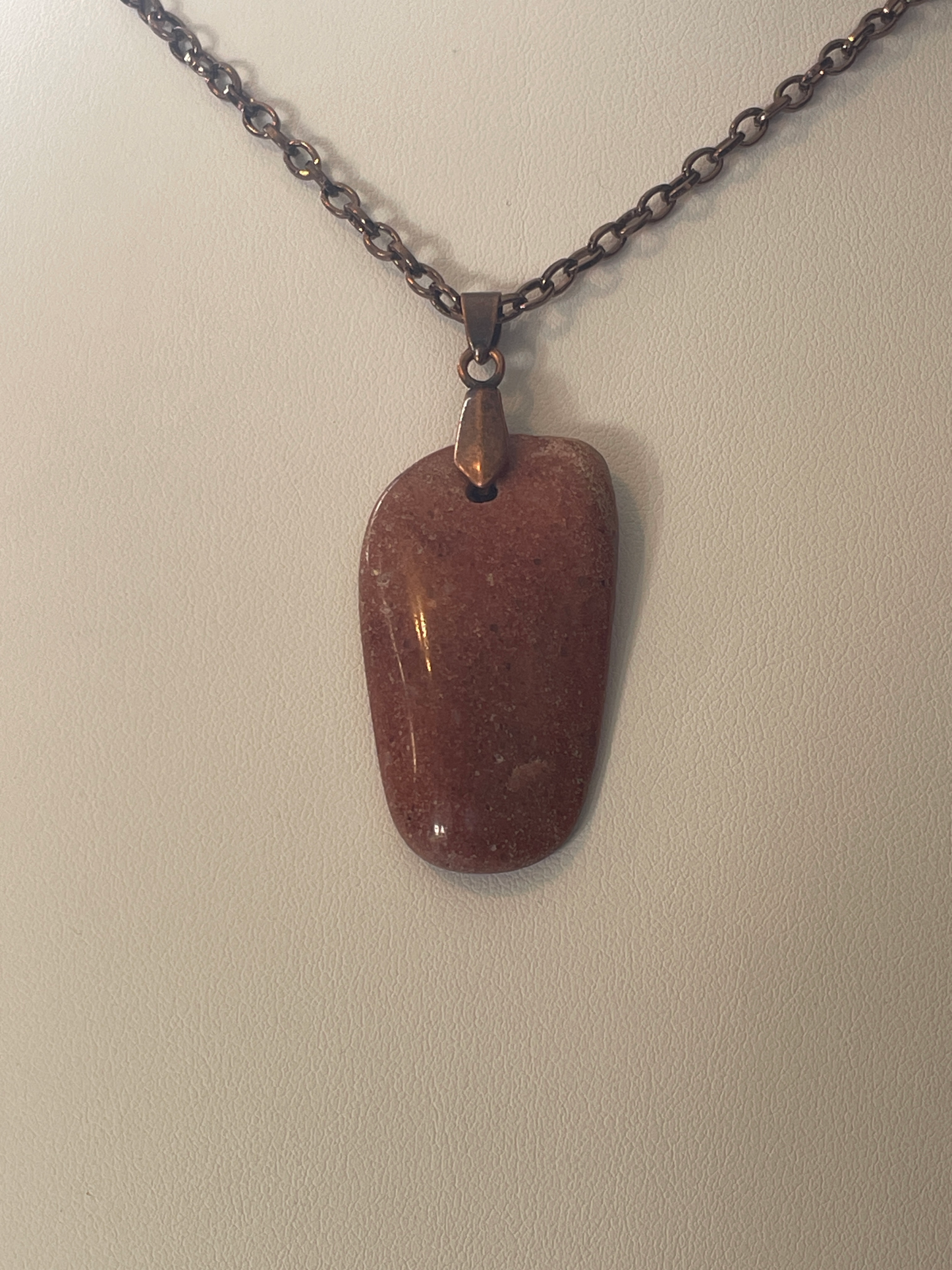 JASP0004 Red Jasper Pendant, Antiqued Copper Chain