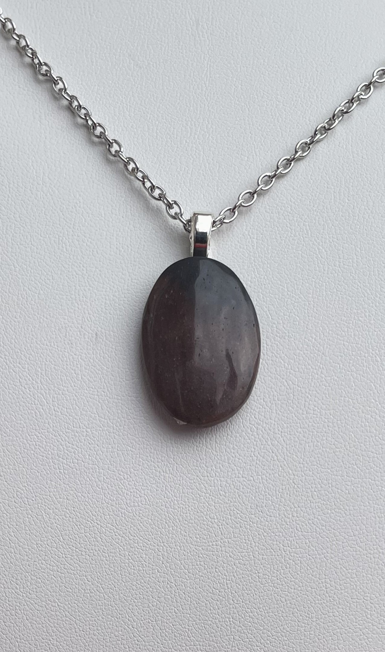 JASP0022 Dark Red Jasper Pendant on Silver Chain