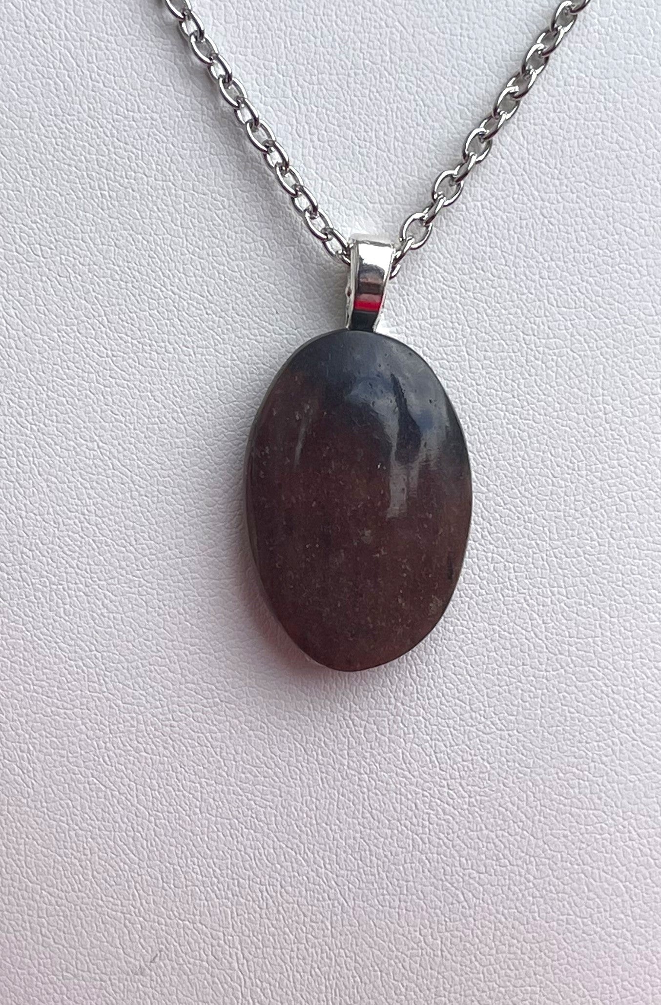 JASP0023 Red-Brown Jasper Stone on Gold-Colored Chain