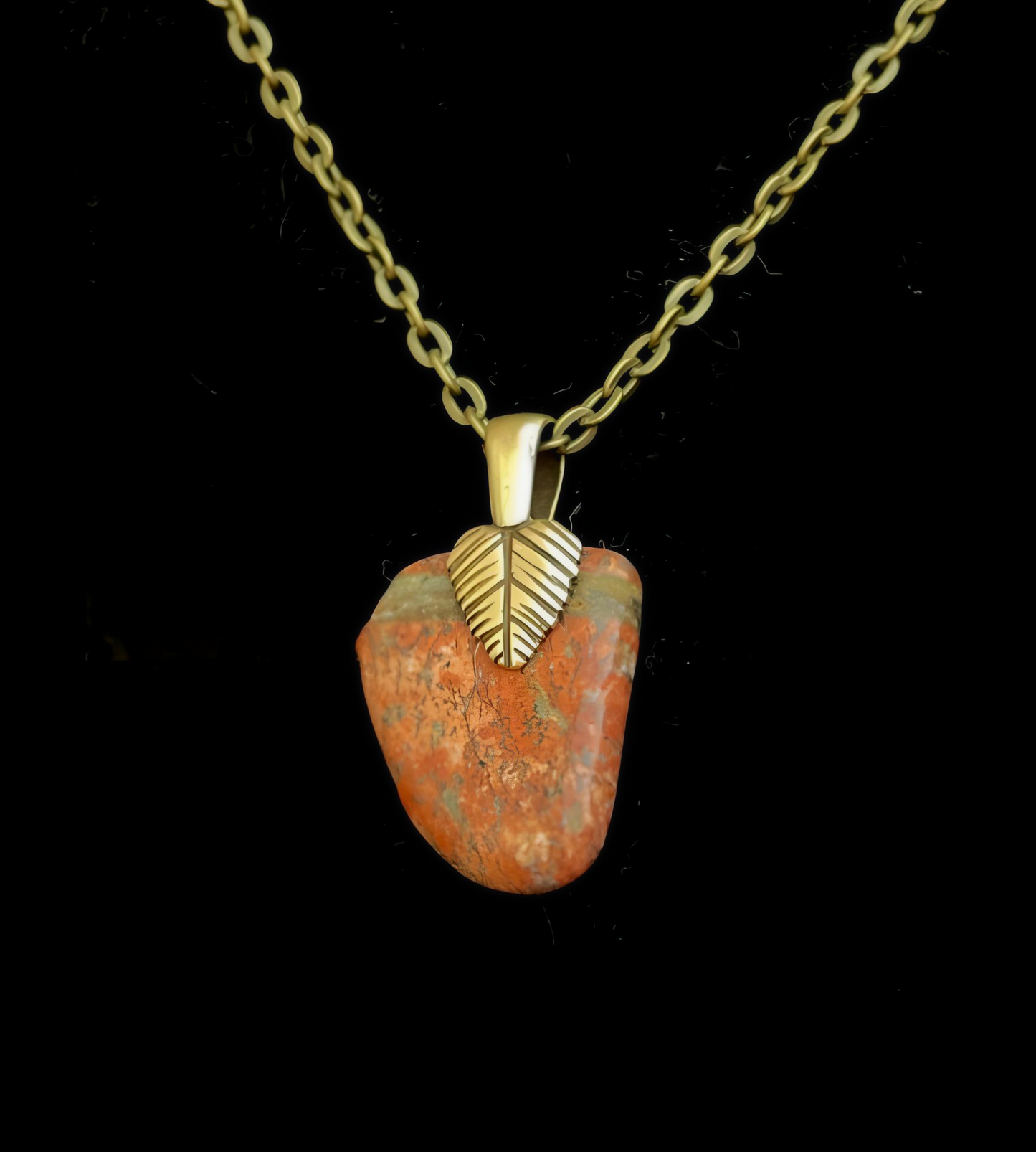 KD0006 Kona Dolomite Pendant, Antiqued Yellow Brass Chain