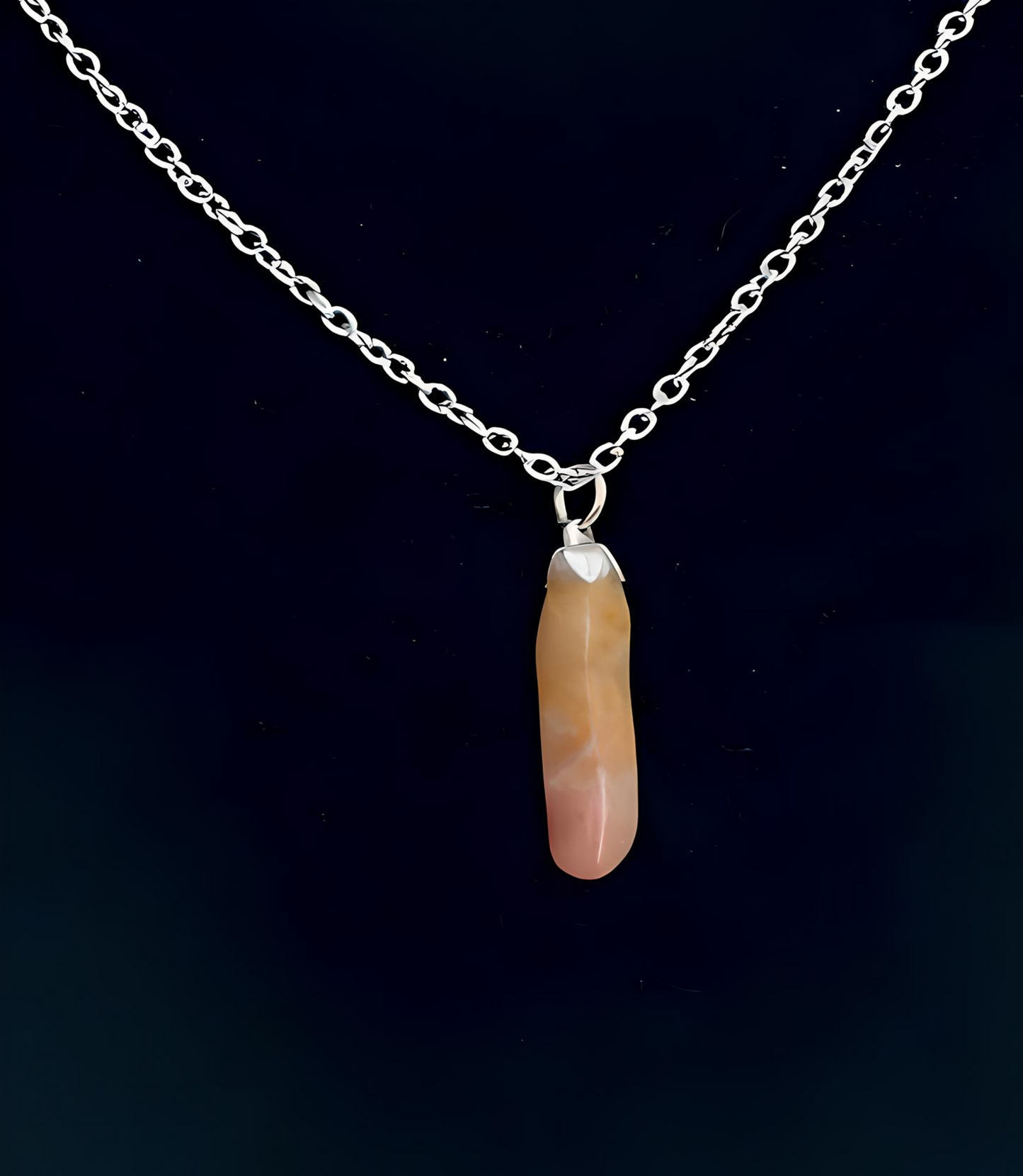 OQ0002 Necklace with Orange Quartz Pendant on Silver Chain