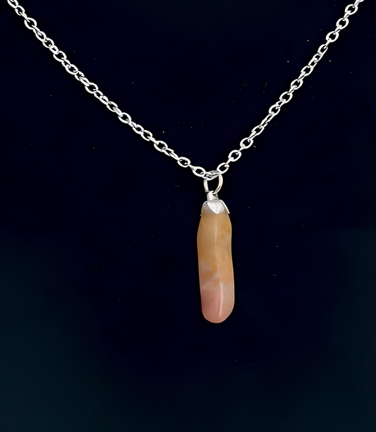 OQ0002 Necklace with Orange Quartz Pendant on Silver Chain