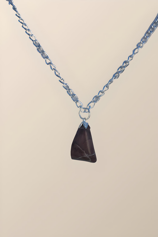 PS0007 Picture Stone Pendant, Silver Chain