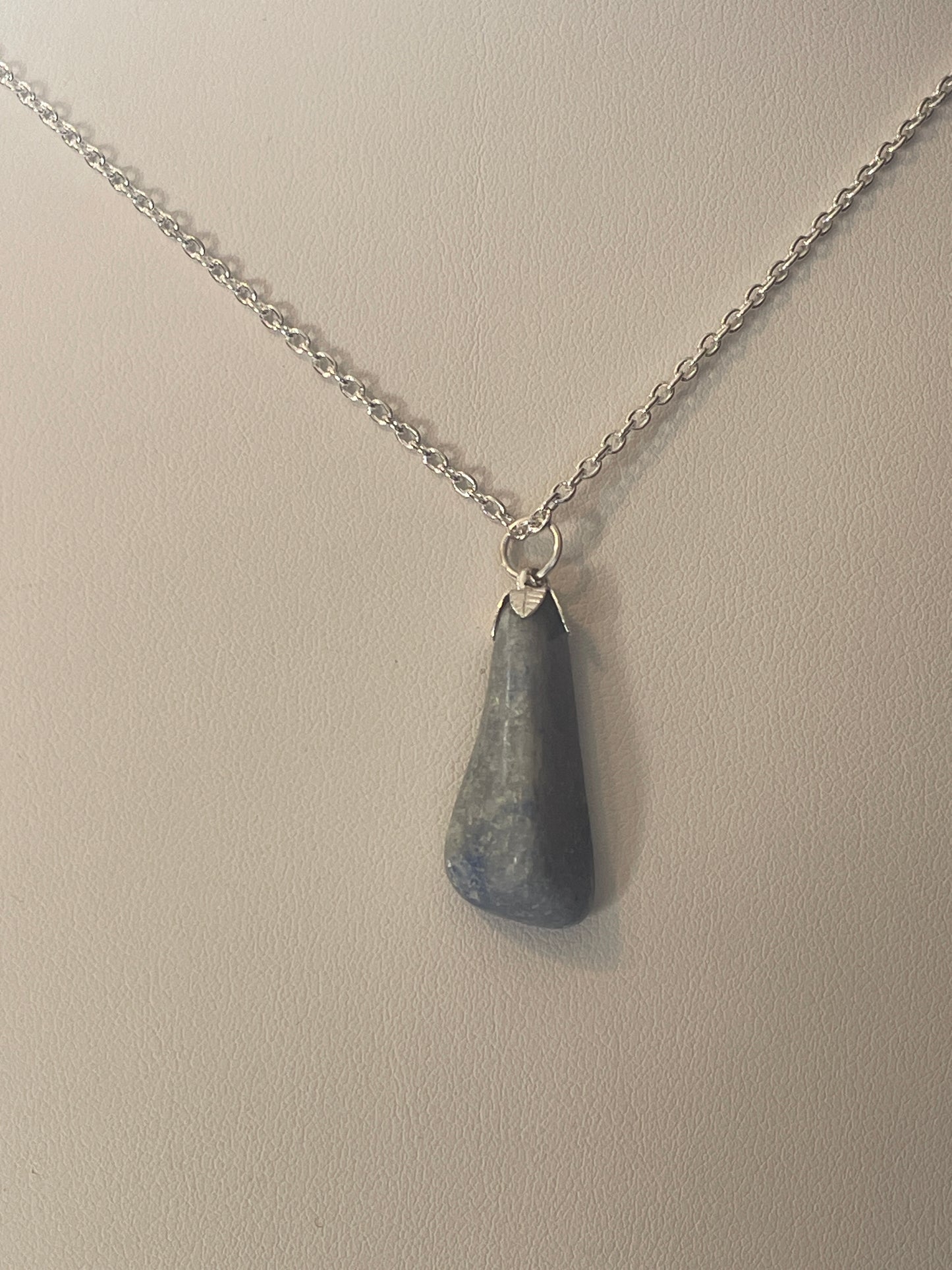 SODA0002 Small Sodalite Stone Pendant, Silver Chain