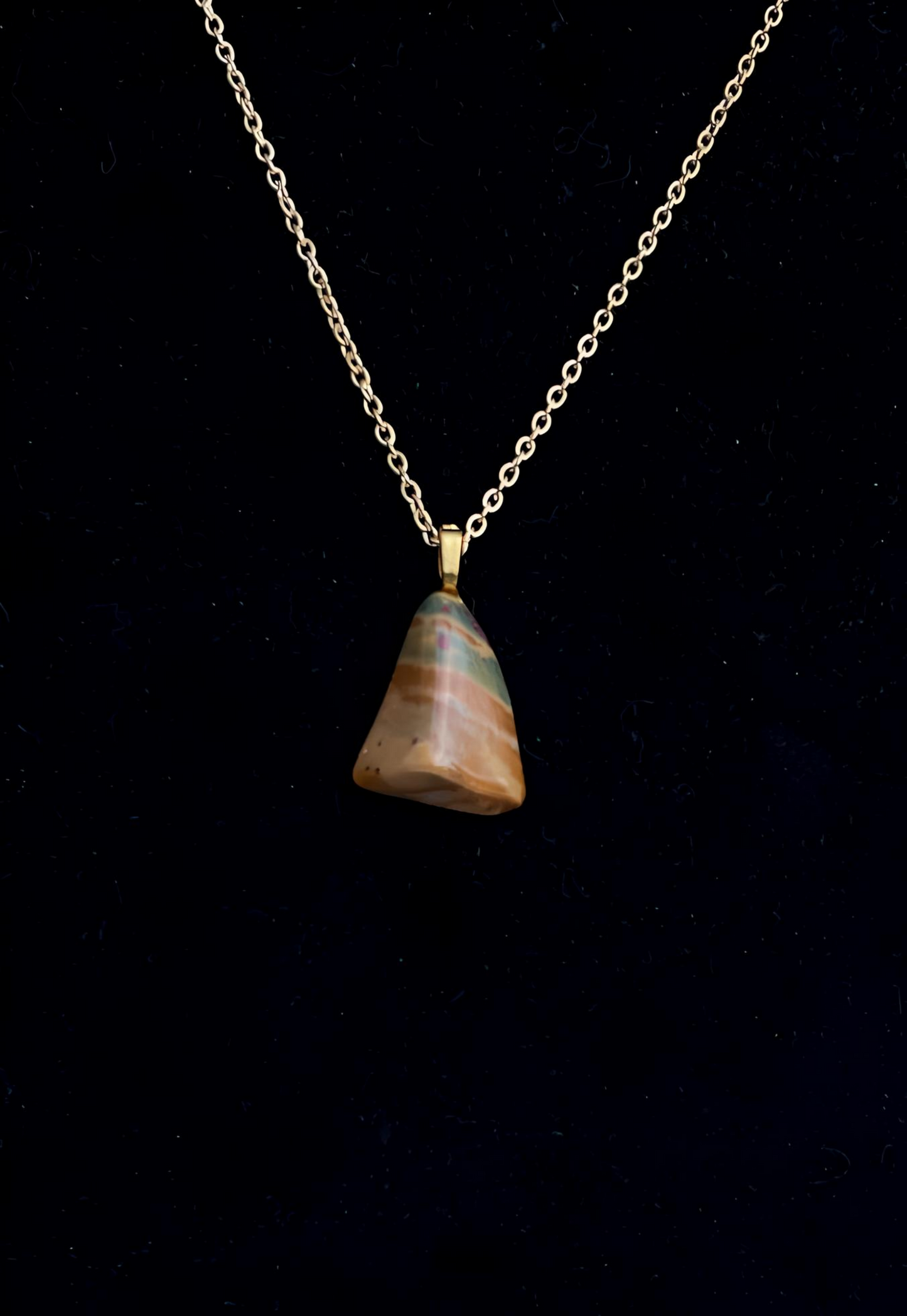 STRJ0001 Striped Jasper Pendant, Gold-Colored Chain